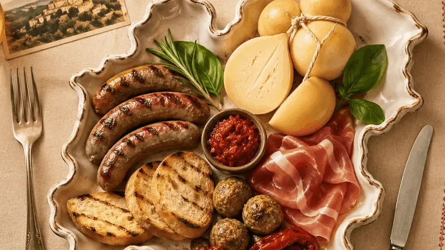 Traditional Molise dishes on a rustic table