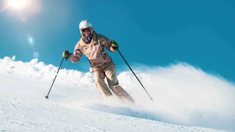 Snowy Apennine landscape with ski slopes in central Italy